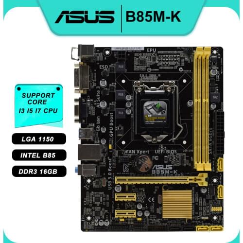 For Asus B85M-K Desktop Motherboard PC B85 LGA 1150 For Core i3 i5 i7 DDR3 SATA3 USB3.0 DVI VGA uATX Original Used Mainboard set