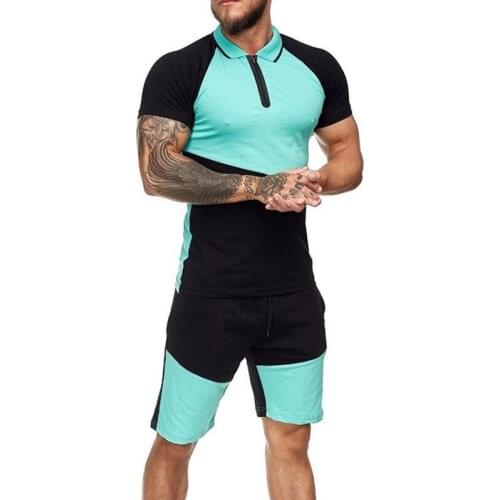 Mens Tracksuit Summer Men Running Sets casual Sweatsuit Clothing Sportswear Set Fitness short-sleeved T-shirt shorts 2-piece