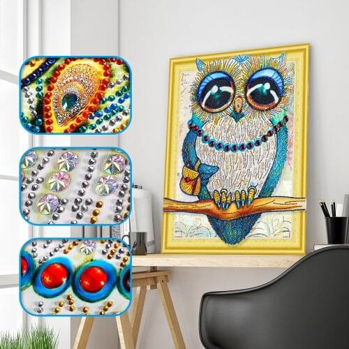 SHANSHIYOUPIN Special Shaped Diamond Painting Owl DIY 5D Partial Drill Cross Stitch Kits Crystal Rhinestone Arts Diamond Mosaic