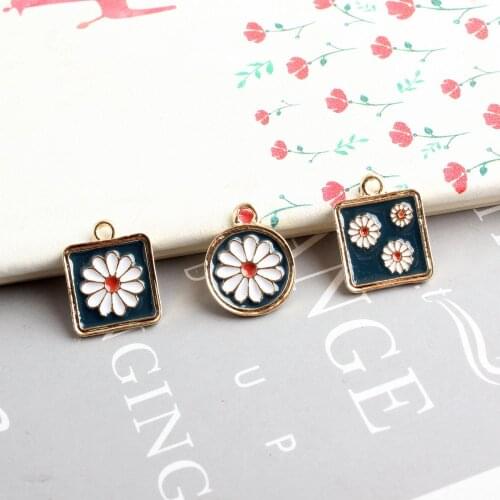 Set of 20- Chrysanthemum Pattern Enamel Tag Charm November Birth Month Flower Pendant for Necklace Jewellry Making 14*18MM #YE38