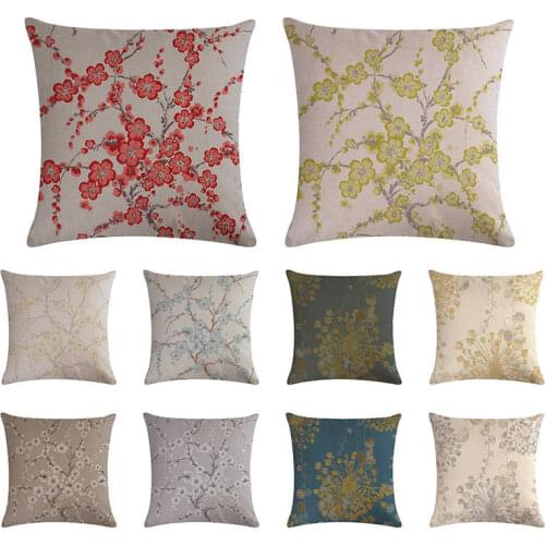 Branch plum shaped cushion cover yellow red pillow cover linen sofa chair car pillow cover home decoration 45x45cm