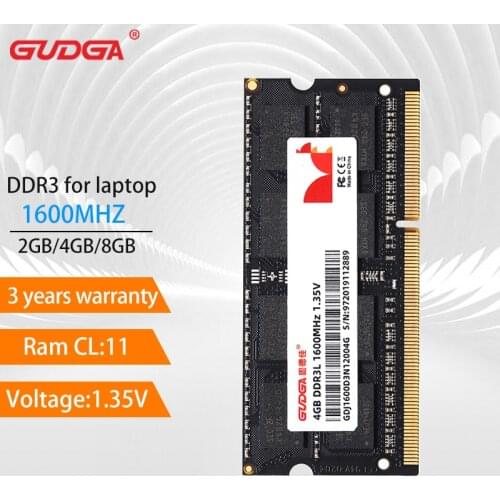 GUDGA DDR3 4GB 8GB 1600MHz Sodimm memoria ram 1.35V Notebook RAM 204Pin Laptop Memory Ram Sodimm DDR 3 RAMs Computer Accessories