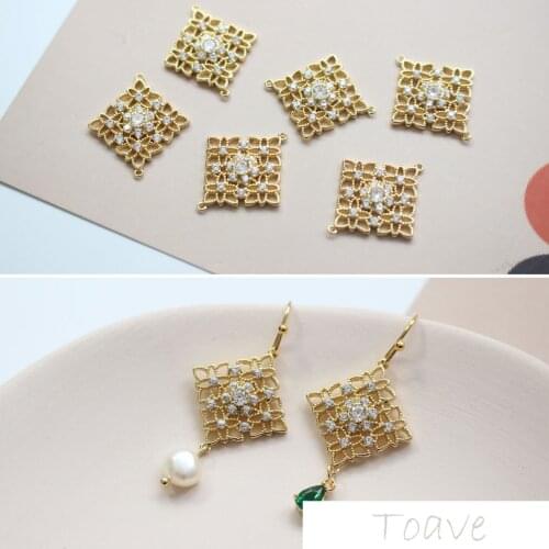 Copper plated 18K real gold zircon pendant double pendant trim-encrusted diy earpiece material bracelet necklace accessories