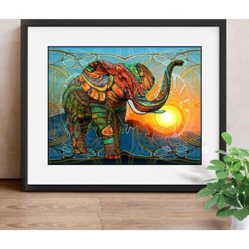 Full Square Diamond Mosaic Cross Stitch Elephant Wall Art Painting DIY 5D Diamond Embroidery Sets Needlework Craft Gift