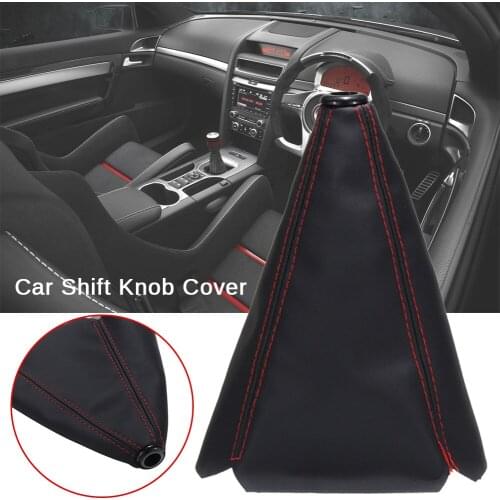 Car Gear Shift Knob Cover Shifter Lever Stick Universal Stitch PU Leather Shifter Auto Shift Boot Cover Car Interior Accessories