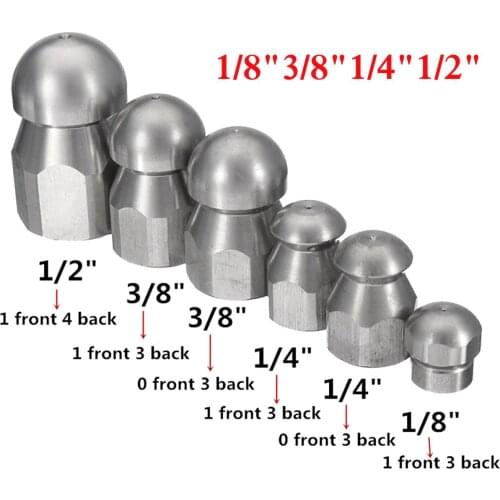 3/8" 1/8" 1/4" 1/2" Pressure Washer Drain Hose Nozzle Sewer Clean Jetter Nozzle For Home Garden Supplies