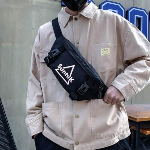 Large Capacity Crossbody Bags Chest Bag Unisex Street Style Waist Pack Reflective Stripe Messenger Bag Waterproof Travel Pack