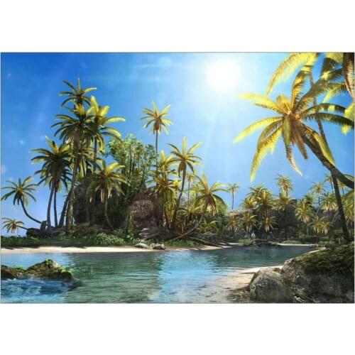 Tropical Beach Sea Island Palm Tree Paradise Landscape Art print Silk poster Home Wall Decor