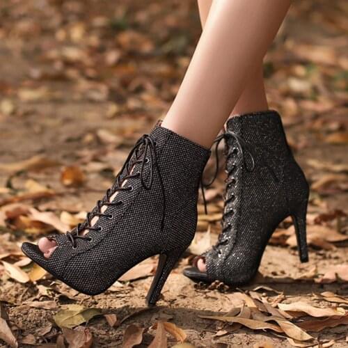 Elegant Ankle Womens Party Ladies Latin Sexy stilettos Sandals High Heels For Women dance Boots heels shoes Quality