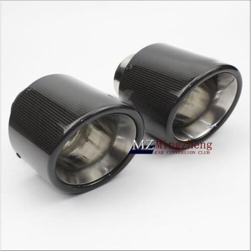 114MM Outlet Glossy Carbon Fiber exhaust tip 304 Stainless Steel Universal Muffler tips A.K exhaust pipe