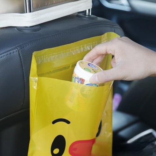 15PCS Cartoon Cute Pattern Optional Portable Garbage Bag Storage Bag Adhesive Disposable Storage Bag Car Trash Bag Easy Stick