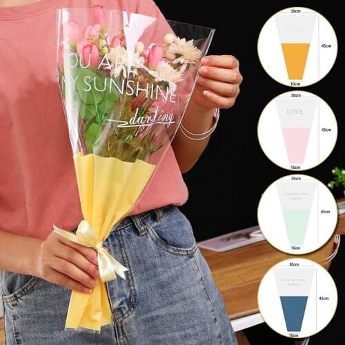 30pcs Flower Wrapping Bags Single Flower Wrapping Papers Bouquet Packing Bags Gift Bags Valentines Day Flowers Bag