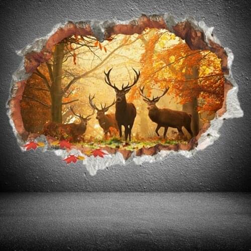 3D Removable Wall Sticker Forest Tree Deer Wall Stickers Home Window Decal Room Art DIY Living Room Decoration Poster