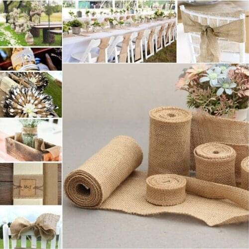 5M Natural Burlap Ribbon Natural Jute Burlap Fabric Craft Ribbon Roll for Gift Wrapping DIY Crafts Christmas Wedding Decoration