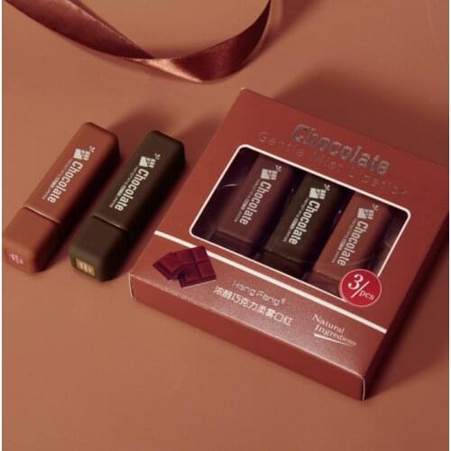 HENGFANG 3pcs/set Velvet Matte Lipsticks /Lip Gloss Pencil Waterproof Long Lasting Sexy Red Lip Stick Non-Stick Cup Makeup TSLM