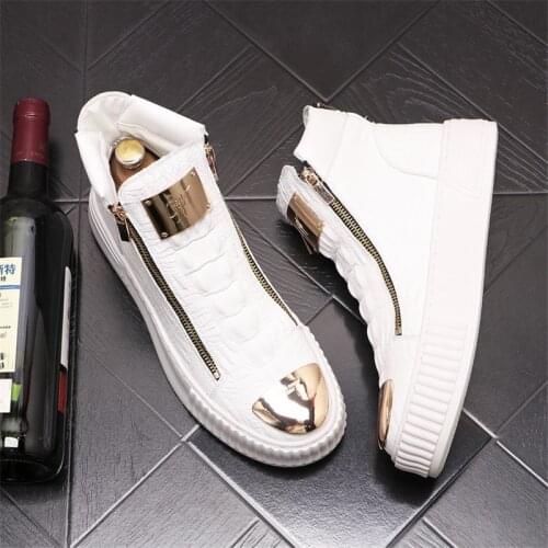 European Rhinestone Men Shoes Luxury Punk Sneakers Hip Hop Male Platform Flats Chaussure Homme