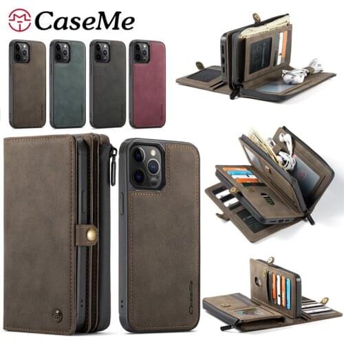 Leather Case For iPhone 12 Pro 11 XS Max XR X SE 2020 8 7 Plus Zipper Wallet Card Cover For Samsung S21 S20 FE Note 20 Ultra A51