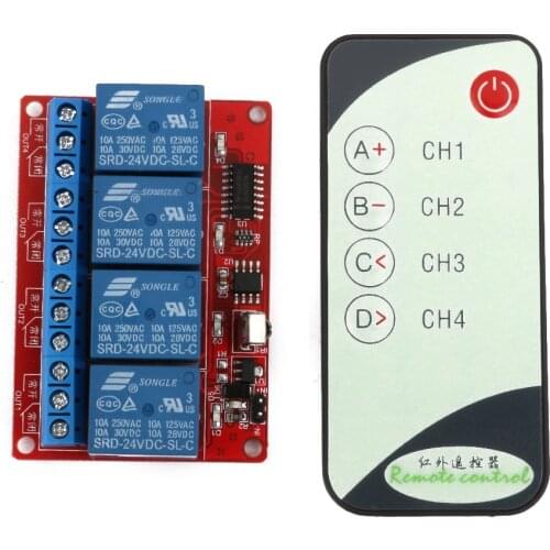 Four Channel 4CH 24V IR Infrared Remote Controll Switch Relay Module