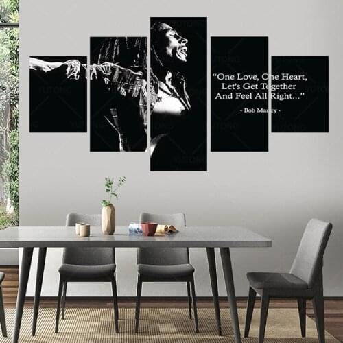 Decorative Painting 5 Piece HD Printed bob marley black white quote Painting Canvas Print Room Decor Poster Picture Canvas Art