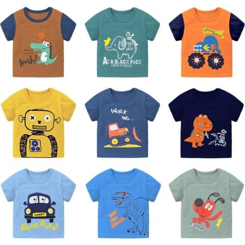 Childrens Short-sleeved T-shirt Cotton Summer Boy Baby Small and Medium-sized Girls Top Half-sleeved Summer Thin Base