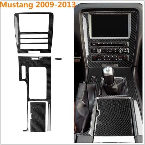 For Ford Mustang 2009-2013 Carbon Fiber Cup Cover Storage Box Navigation Middle Control Gear Shift Modification Sticker