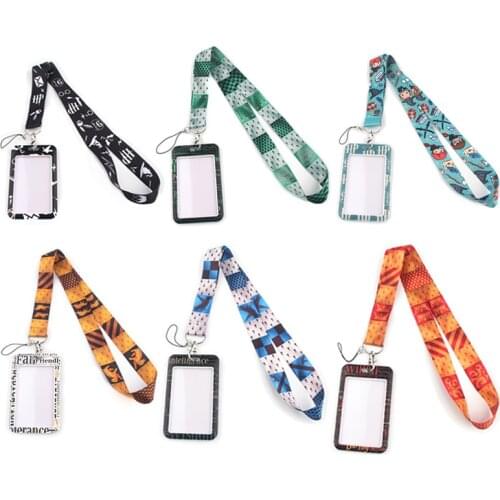 FD0196 Anime Card Sets Lanyard Neck Strap Rope For Mobile Cell Phone ID Card Badge Holder With Keychain Keyring