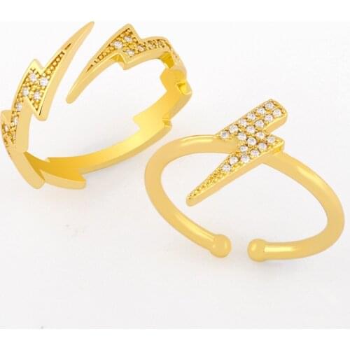 Funmode Luxury Lightning Shape AAA Cubic Zircon Adjustable Rings For Women Wedding Ring Wholesale FR42