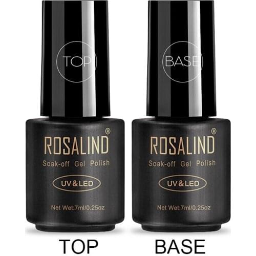 ROSALIND Gel Nail Polish Top Coat Base Coat Shiny Long Lasting Reinforce 7ml Transparent Manicure UV Gel Lacquer Nail Art Primer