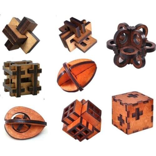 Classic IQ Wooden Brain Teaser Wood Burr Puzzles Game for Adults Kids