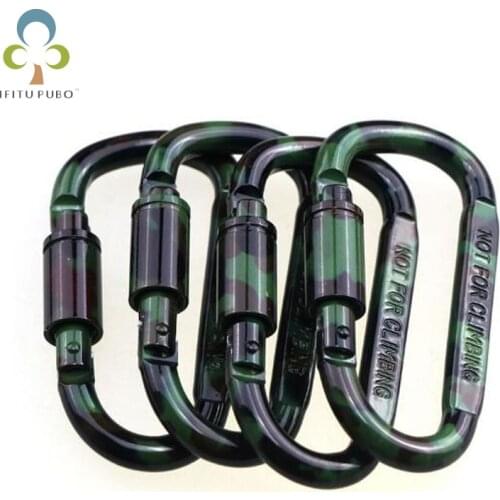 4pcs Carabiner Travel Kit Camping Equipment Alloy Aluminum Survival Gear Camp Mountaineering Hook Camouflage Carabiner GYH
