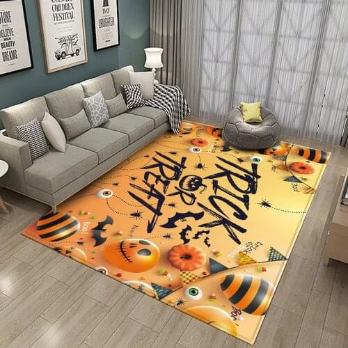 Tapis Salon Happy Halloween Pumpkin Pattern Flannel Non-Slip Carpet Decoration Halloween Carpet For Bedroom Living room Carpet