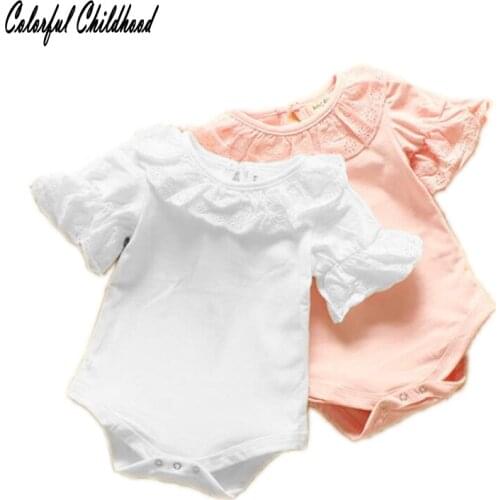 Colorful Childhood baby rompers newborn baby girls lace collar jumpsuits vestido infantil Ruffles One-pieces Outfits