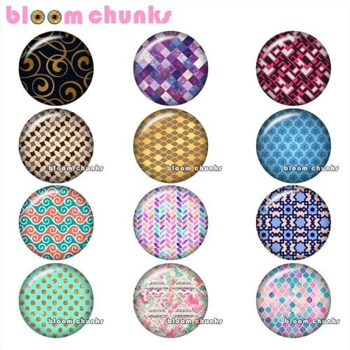 Dots zigzag wave Pretty Retro pattern Round glass cabochon jewelry flat back Making findings 12mm/18mm/20mm/25mm A8309