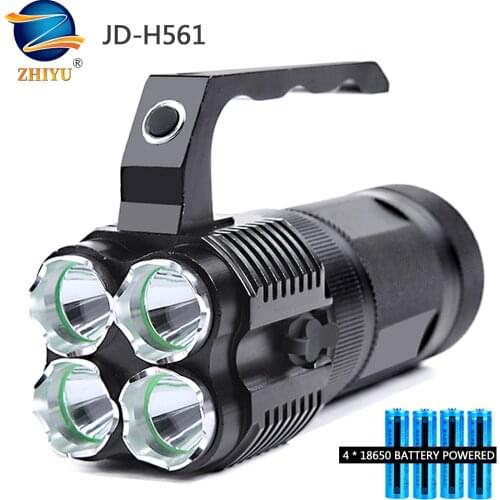 Powerful LED Portable Spotlights Flashlight Searchlight with 4*L2 Lamp Bead Powered By 4 18650 Batteries for Camping Expeditions