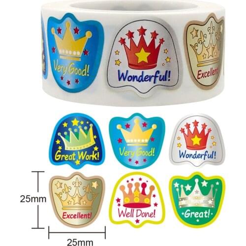 Qiduo Sticker for Kids Teachers Reward Students English Children Cartoon Design Fun Encourage Labels Stationery Sticker Labels