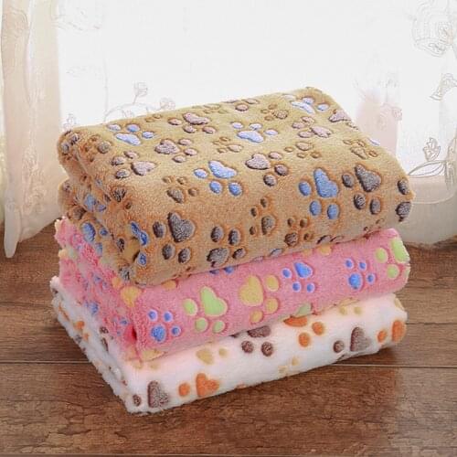 Pet Blanket Cute Floral Paw Print Pet Mat Warm Soft Cat Dog Puppy Coral Fleece Bed Blanket S/M/L Pet Supplies