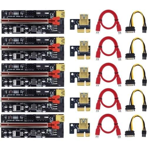 Riser 009C Plus PCI-E PCIE Riser for Video Card PCI Express Adapter Molex 6Pin SATA to USB 3.0 Cable X1 X16