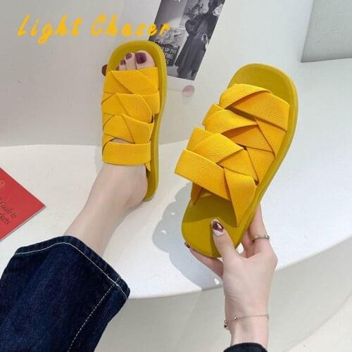 Summer Ladies Sandals Thick-soled Sandals Women Comfortable Two Wear Sandals And Slippers Fashion Woven Non-slip Beach Shoes