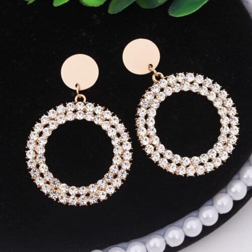 Luxury geometry personality drop dangle hoop earrings fashion safety pin studs clip on earings for women korean jewelry