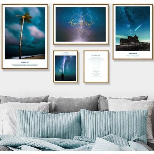 Nordic Flashlight Starry Sky Aurora Night Posters and Prints Canvas Print Painting Art Wall Pictures Home Decor картины obrazy