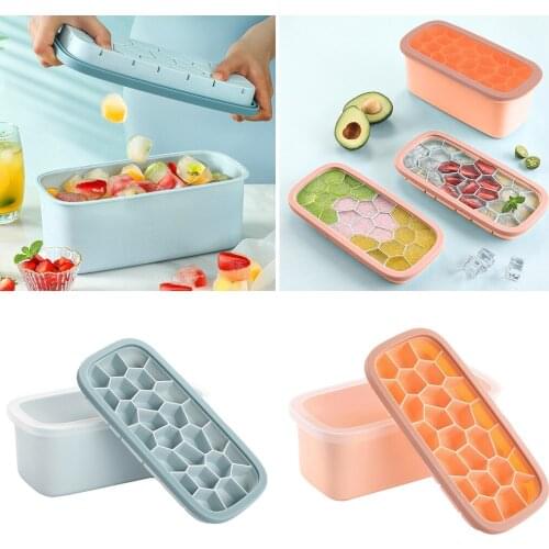 Silicone 26 Cubes Silicone Ice Cube Tray Maker Mold Storage Container NEW