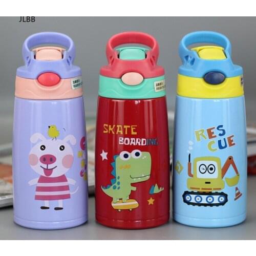 350ML Cute Kids Thermal Bottle Vacuum Flask With Silicone Straw Stainless Steel Children Thermo Mug Thermos Cup 316 high quality