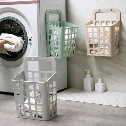 Folding sucker wall hanging hamper home PP storage basket bathroom laundry basket dirty clothes toys organizers WF
