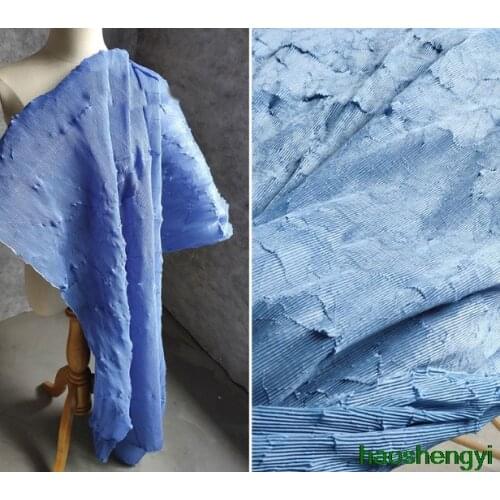 Three-dimensional pleated fabric, dark blue creative dress dress fashion fabric