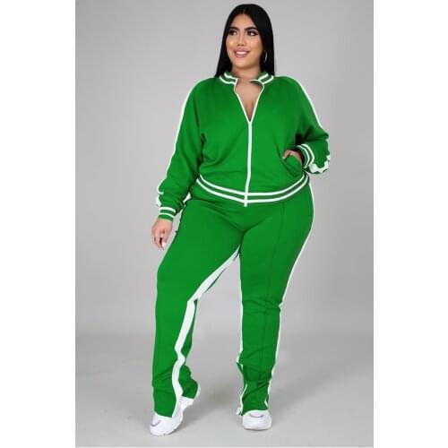 Ueteey New Two-pieces Fashion Casual Sporty Solid Tracksuit Women Pants Set