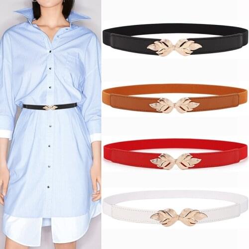 Womens waistbands for dress Fashion gold leaf Buckle Stretch Belt Fashion Thin Waist Seal alloy leaves buckles cummerbunds coat