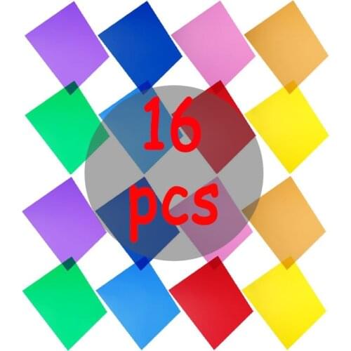 30CM 16/Set Pack of Gel Sheet Transparent Color Correction Light Gel Filter for Photography Strobe Flash Filter Card