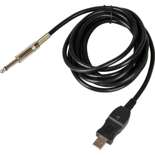 300cm Guitar Bass 1/4'' 6.3mm To USB Connection Instrument Cable Adapter