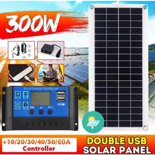 300W Solar Panel 12V Solar Cell 10/20/30/40/50A Controller Solar Panel For Car Yacht Battery Boat Charger Outdoor Battery Supply