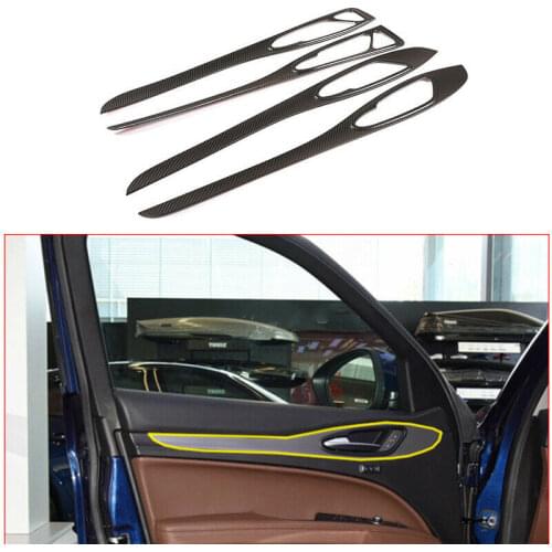 4x Carbon Fiber ABS Car Interior Door Panel Trim Decor Strips for Alfa Romeo Stelvio 2017 2018 2019 2020